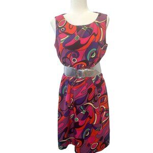 Danny & Nicole Vintage 90s Mod Funky Psychedelic Print Dress Size 14